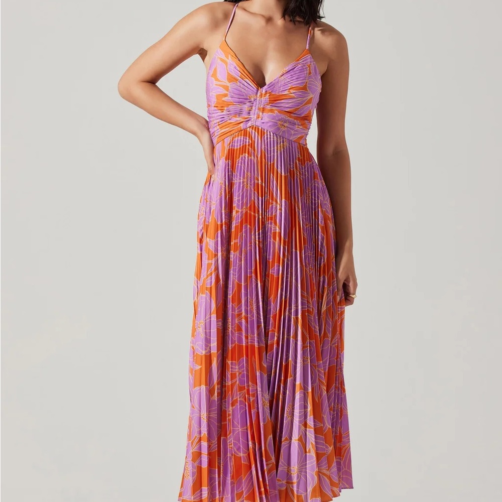 Astr Vibrant Purple and Orange Maxi Dress